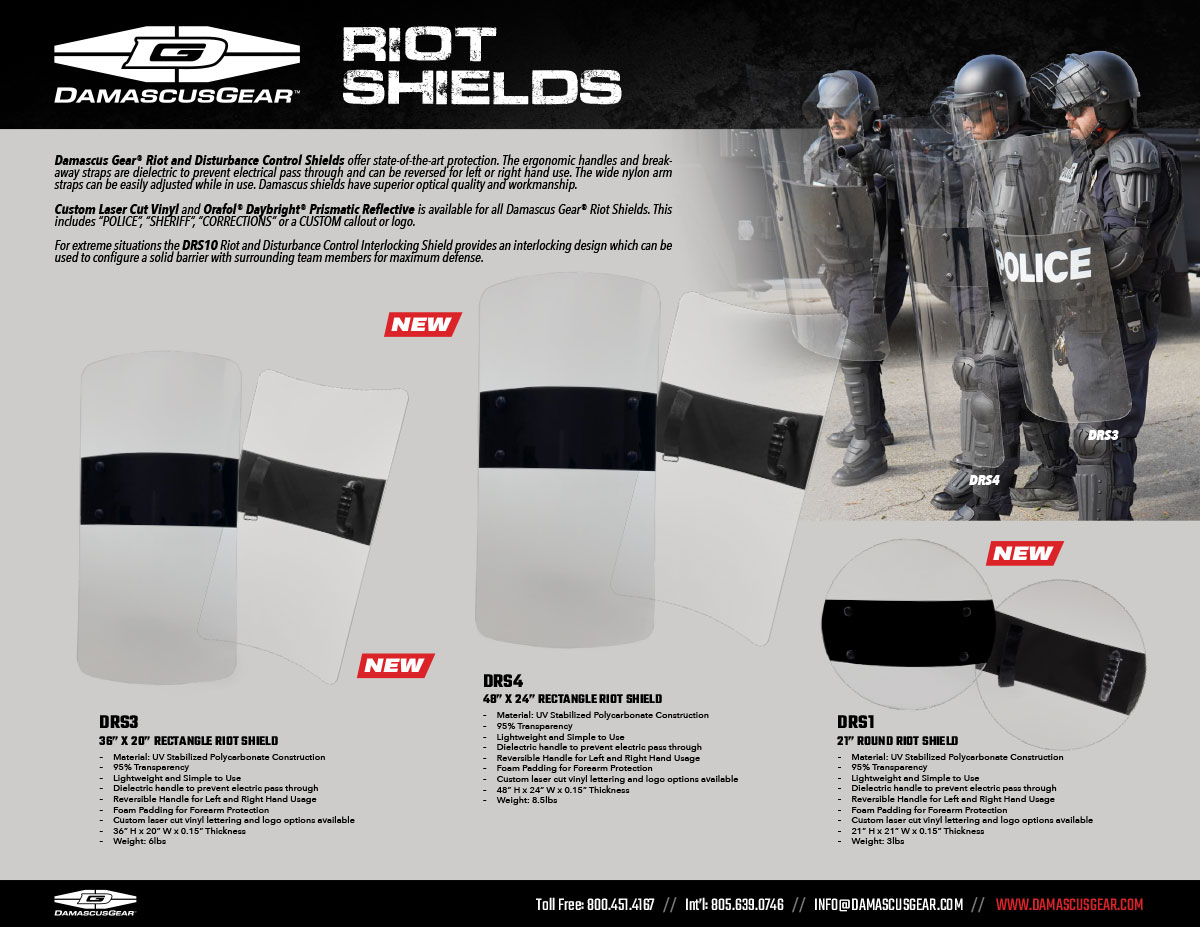 36 x 20 and 48 x 24 Rectangle Riot Shields - Damascus Gear