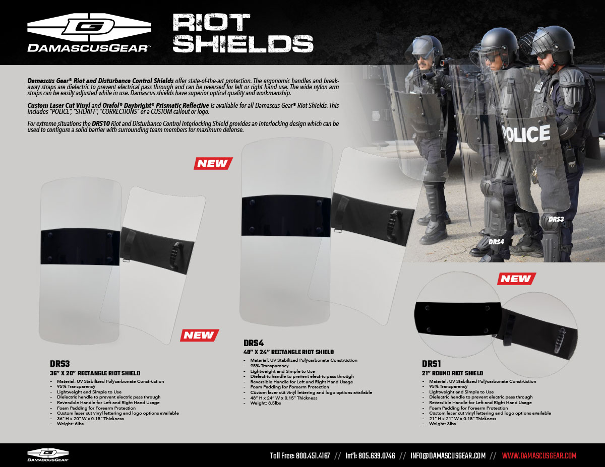 Lightweight Riot Shields for Law Enforcement and Corrections