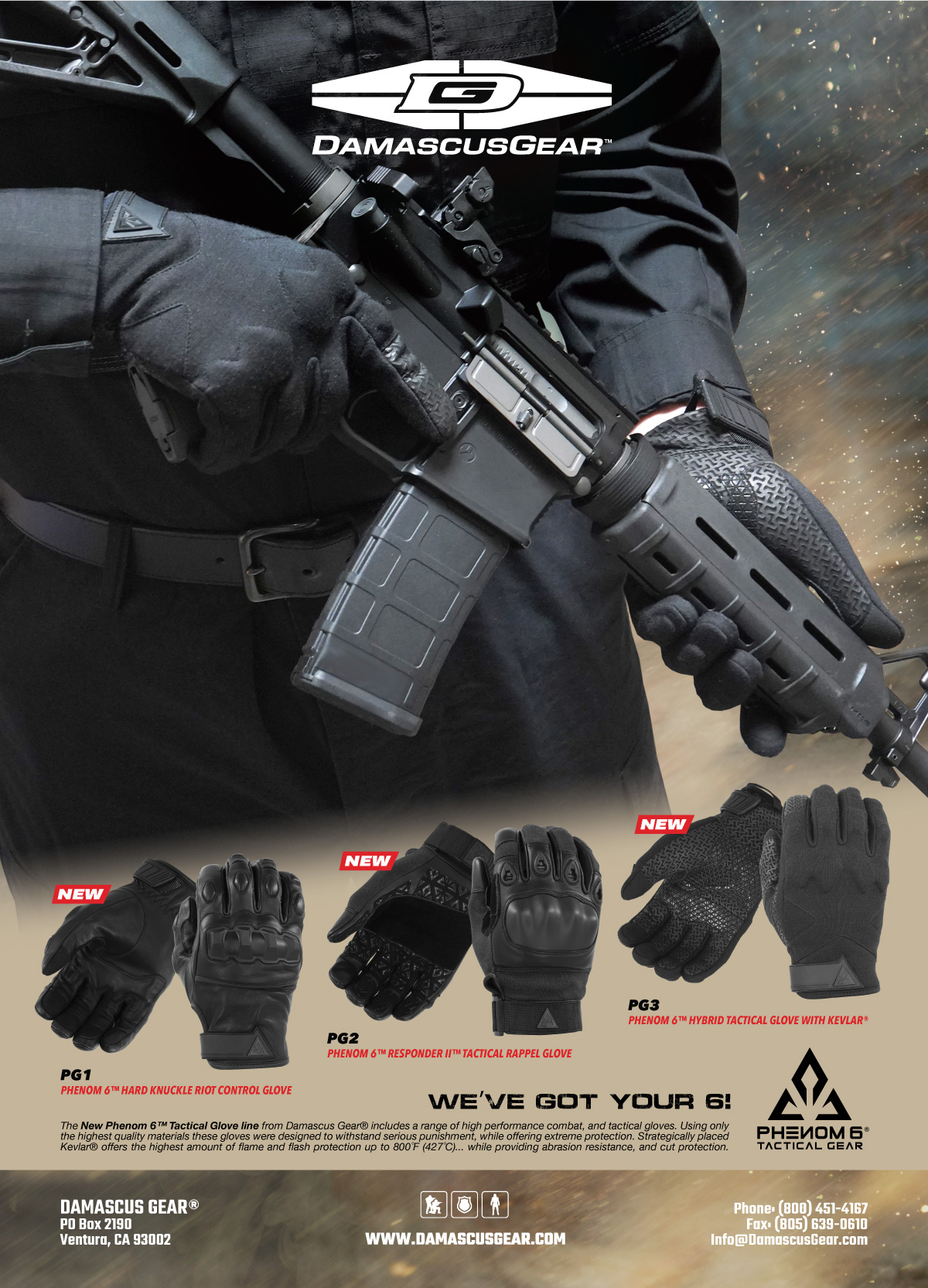 Damascus Gear Phenom 6 Tactical Gloves